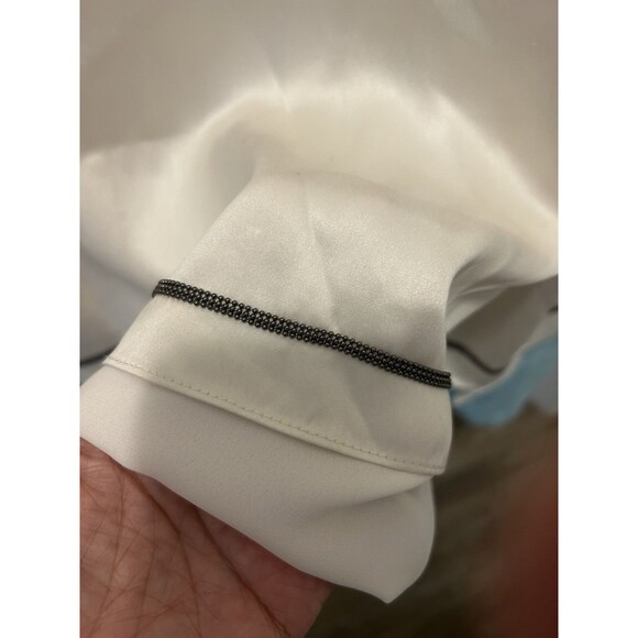 Etcetera Women's Sleeveless Ivory Top Layered silk Beaded Line Detail Size 2 - Picture 3 of 5